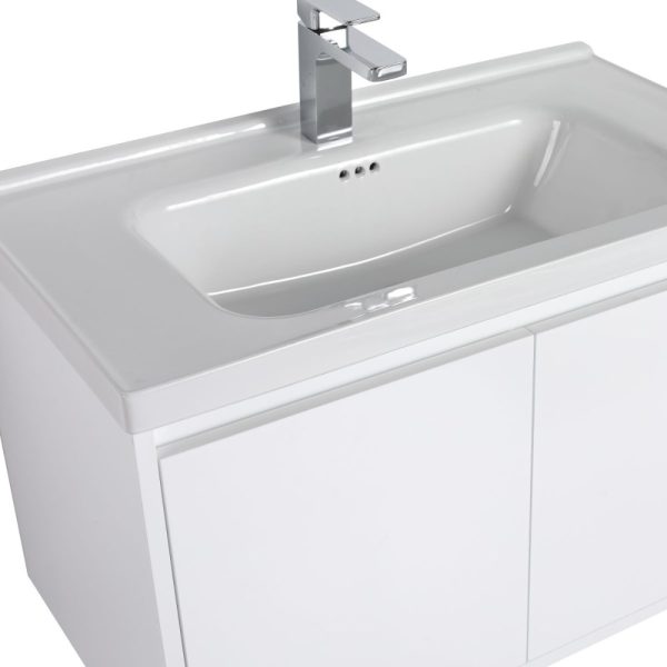 Bern 32 inch Wall Mount Bathroom Vanity in Glossy White With Sink