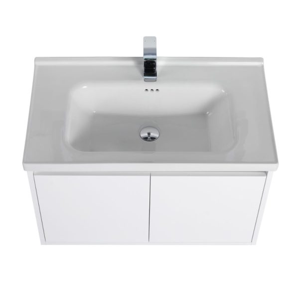 Bern 32 inch Wall Mount Bathroom Vanity in Glossy White With Sink
