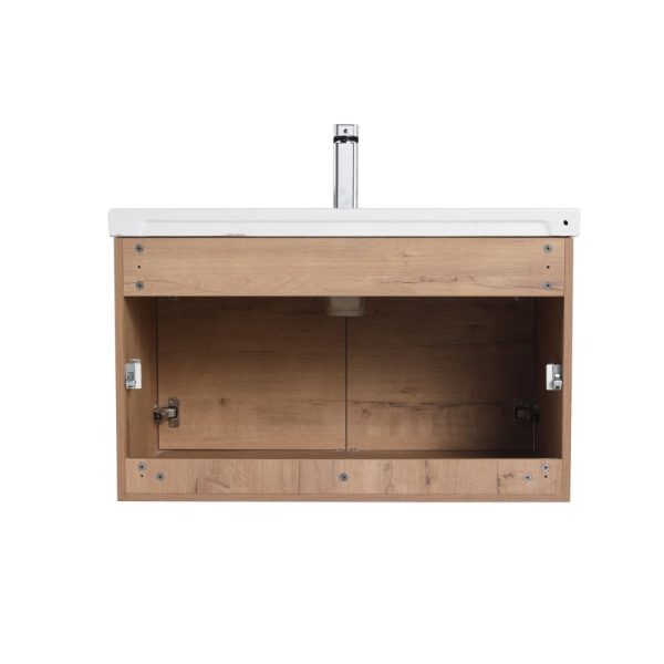 Bern 32 inch Wall Mount Bathroom Vanity in Classic Oak With Sink