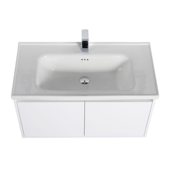 Bern 36 inch Wall Mount Bathroom Vanity in Glossy White With Sink
