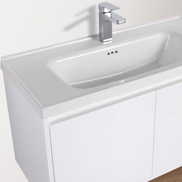 Bern 36 inch Wall Mount Bathroom Vanity in Glossy White With Sink