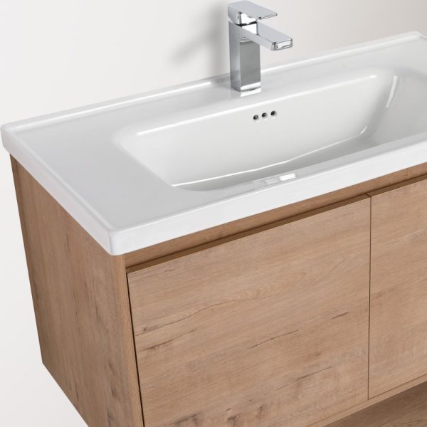 Bern 36 inch Wall Mount Bathroom Vanity in Classic Oak With Sink
