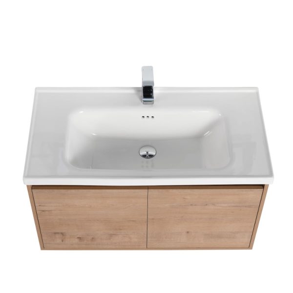 Bern 36 inch Wall Mount Bathroom Vanity in Classic Oak With Sink