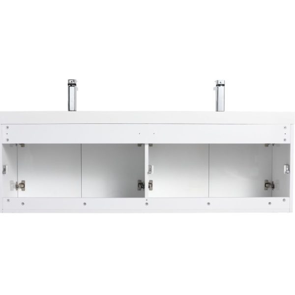 Bern 60 inch Wall Mount Bathroom Vanity in Glossy White With Double Sink