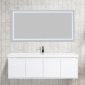 Bern 60″ Wall Mount Bathroom Vanity in Glossy White with Sink