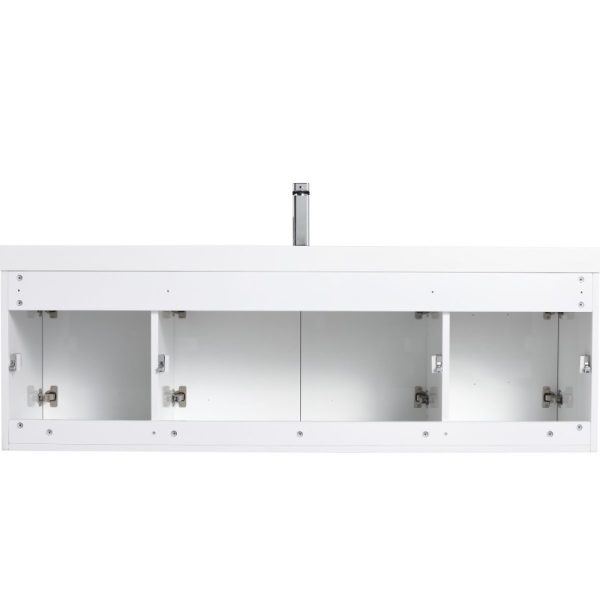 Bern 60 inch Wall Mount Bathroom Vanity in Glossy White With Single Sink