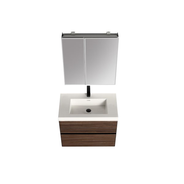 Annecy 30 inch Wall Mount Bathroom Vanity in Dark Walnut Strip With Sink