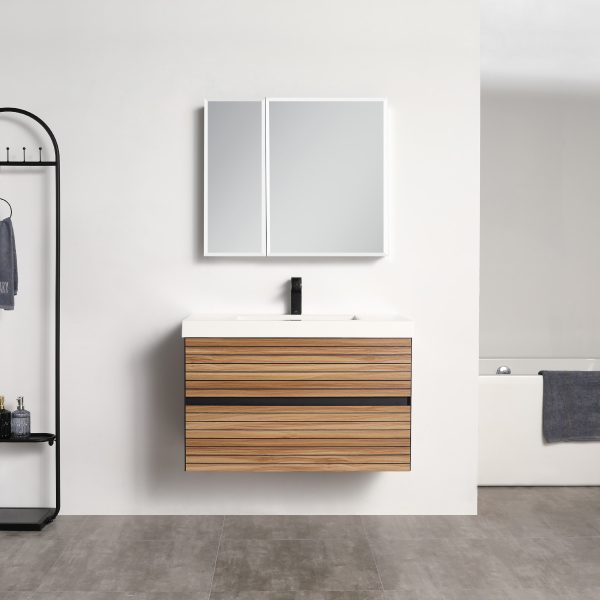 Annecy 36″ Wall Mount Bathroom Vanity in Maple Strip With Sink