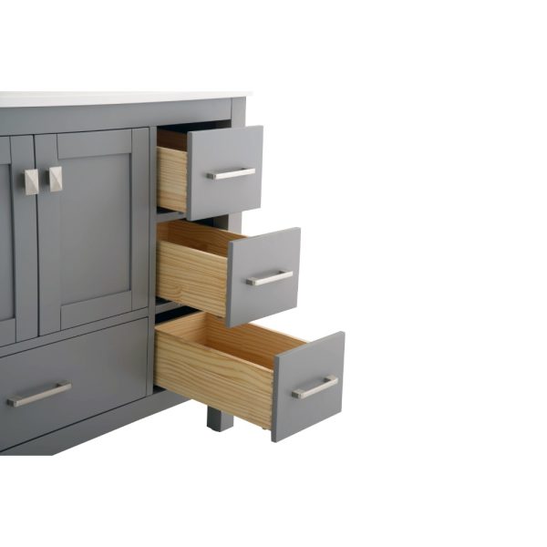 Vanea 48 inch Bathroom Vanity in Gray with White Quartz Top
