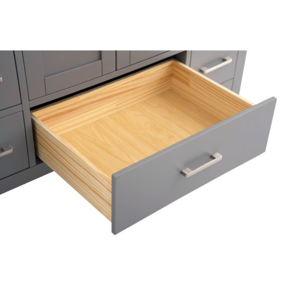 Vanea 48 inch Bathroom Vanity in Gray with White Quartz Top