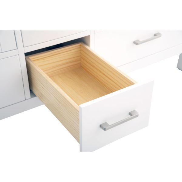 Vanea 60 inch Double Bathroom Vanity in White with White Quartz Top