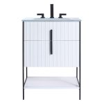 Serenity 24" vanity in matte white with black hardware