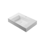 Rectangular white ceramic sink with a flat surface, central basin, and single faucet hole, designed to pair seamlessly with the Capri 24 inch Bathroom Vanity With Integrated LED Lighting. Isolated on a plain white background.