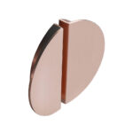 A round, rose gold metal accent split into two asymmetrical pieces stands upright against a white background, adding modern elegance that perfectly complements the Venezian 24 inch Bathroom Vanity With Sink.