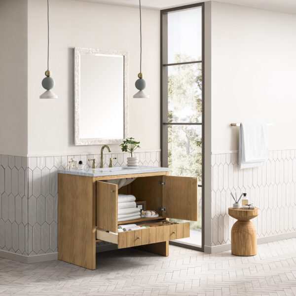 Hudson 36 inch Vanity Cabinet, Light Natural Oak
