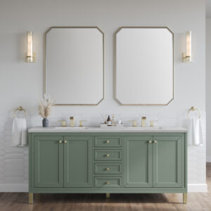 Chicago 72" Double Vanity Cabinet, Smokey Celadon