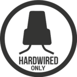 A black and white icon shows a wire connector with two extending wires, enclosed in a circle. Below, bold text states HARDWIRED ONLY—perfect for your Quadro Towel Warmer installation.