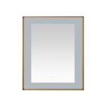 The Lexington 30 inch x 36 inch LED Lighted Slim Frame Mirror has a thin gold frame and frosted border, set against a plain white background.