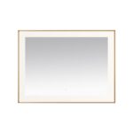 A Lexington 48 inch x 36 inch LED Lighted Slim Frame Mirror with a thin gold frame and wide white mat border is centered against a plain white background.