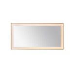 The Lexington 72 inch x 36 inch LED Lighted Slim Frame Mirror features a rectangular design with a slim, light wooden frame, displayed against a plain white background.