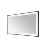 The Lexington 72 inch x 36 inch LED Lighted Slim Frame Mirror features a large rectangular design with a black frame and built-in LED lighting, displayed angled against a white background.