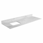 White rectangular marble countertop with subtle gray veining, made for the Oakville 72 inch Modern Bathroom Vanity, includes a sink cutout and a backsplash on one edge.