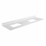White rectangular countertop with two sink cut-outs and a short backsplash, designed to fit the Oakville 72 inch Modern Bathroom Vanity for an elegant and spacious bathroom.