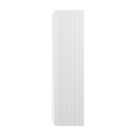 The Positano 48 inch Wall Mount Vanity With Sink is a tall, rectangular, white vanity with thin, evenly spaced vertical grooves on its front, set against a plain white background.