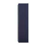 The Positano 48 inch Wall Mount Vanity With Sink is a tall, rectangular vanity in dark blue with a vertically ridged texture and minimalist design, displayed against a plain white background.