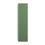 A tall, rectangular green cabinet with vertical grooves, echoing the sleek design of the Positano 48 inch Wall Mount Vanity With Sink, is set against a plain white background.