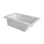 The Drop In Bathtubs features a white, rectangular design with a flat rim and a drain hole at one end, displayed against a plain white background.