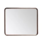 The Vela Mirrors features a rectangular design with rounded corners and a thin dark brown frame, displayed against a white background.