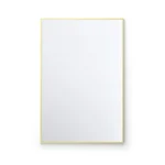 Metal Framed Mirrors: A rectangular wall mirror with a slim gold frame set against a plain white backdrop, making it a stylish addition to any room.