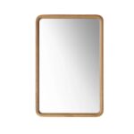 The Vela Mirrors rectangular wall mirror features a rounded wooden frame with smooth edges and a minimalist design, shown against a plain white background.