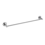 The Halo Bathroom Towel Bar is a sleek, modern chrome towel bar with round wall mounts, displayed against a white background.