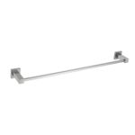 The Quadra Bathroom Towel Bar is a modern, wall-mounted towel bar with a sleek rectangular design and brushed metal finish, secured to the wall with two square brackets at each end.